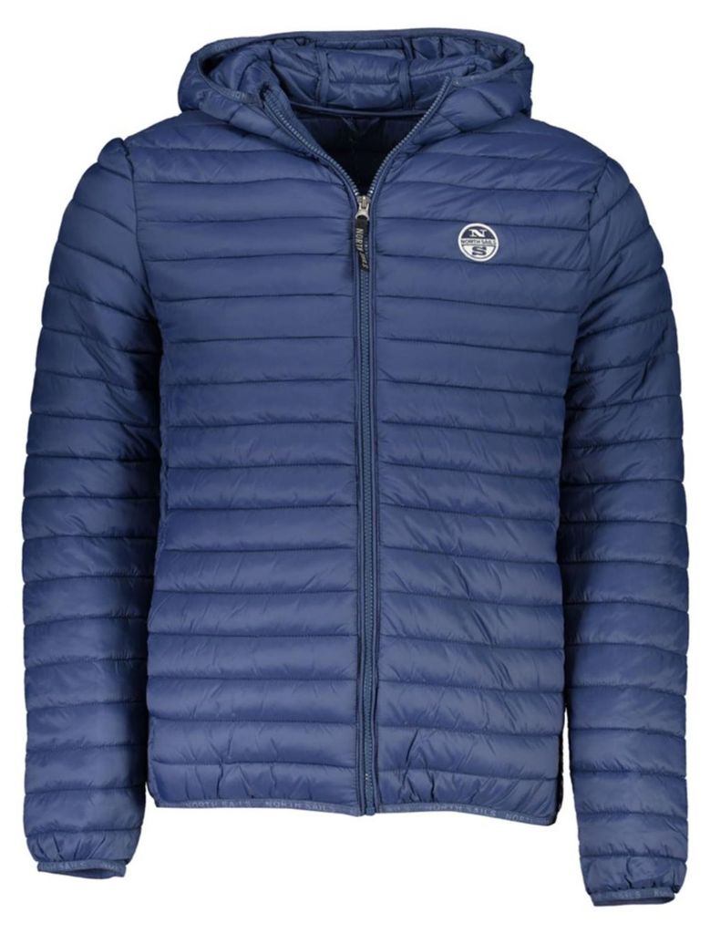 Blaue Herrenjacke mit Kapuze und Taschen - Stilvoll und Produktbild 