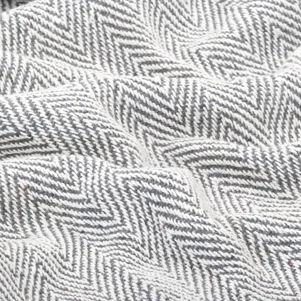 vidaXL Jeté de lit en coton à chevrons 220x250 cm - Couvre-lit Gris