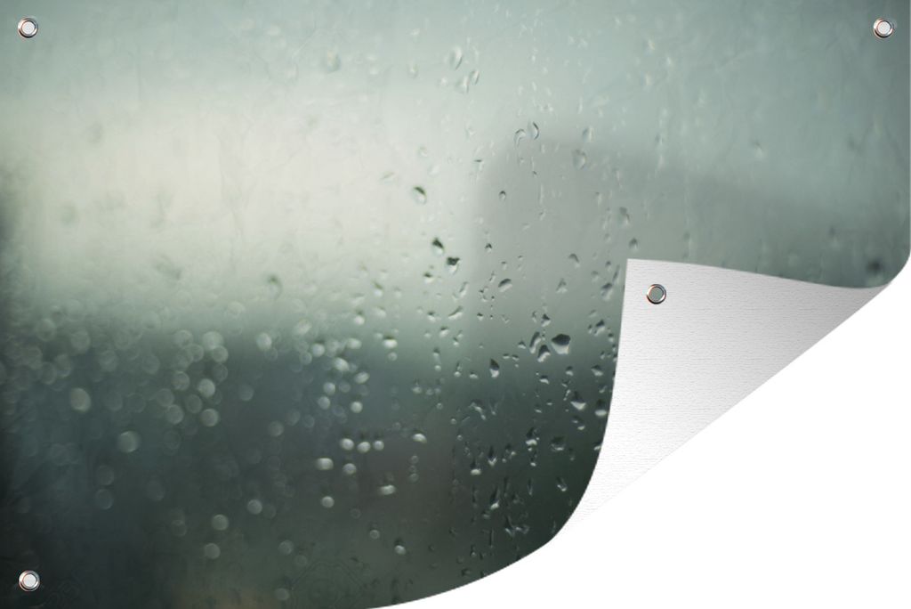 MuchoWow 120x80 cm Outdoor-Poster Gartendeko Sichtschutz Garten Poster für den Garten Regentropfen auf dem Fenster