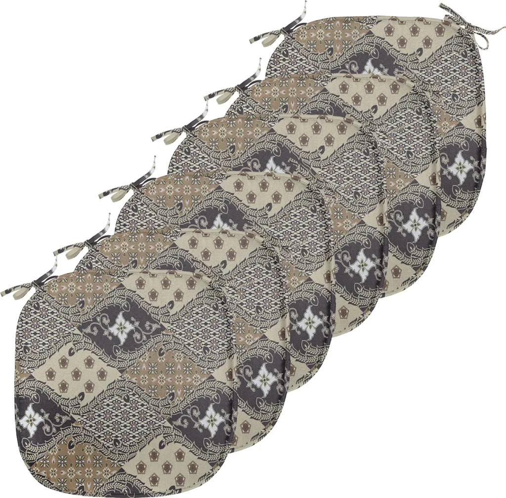 Lot de 6 coussins décoratifs avec sangles motif batik beige 40x40 cm
