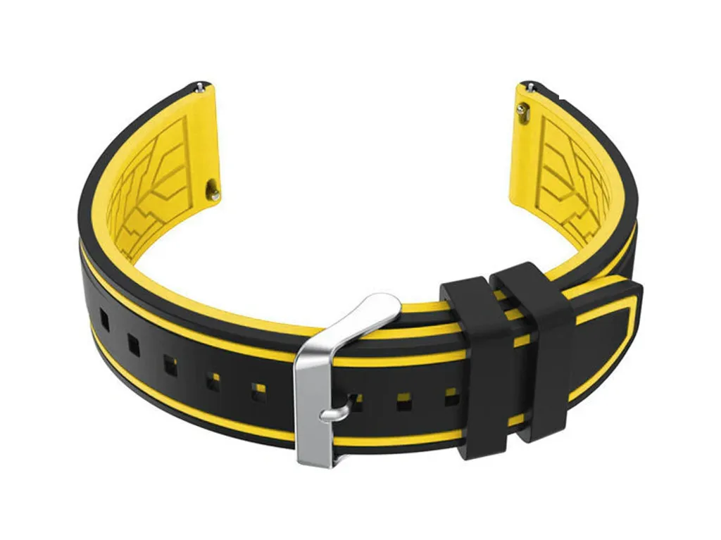Bracelet montre U14 noir jaune 20mm idéal pour le sport et l'extérieur