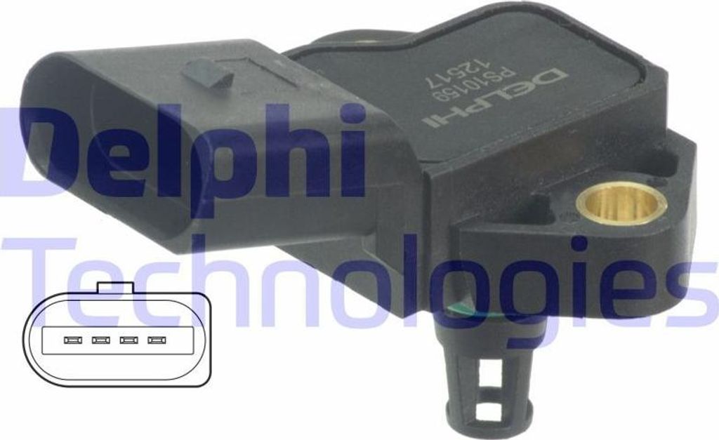 DELPHI PS10159 Ladedrucksensor OE 038906051D kompatibel mit Tiguan, Sharan, Scirocco, Passat CC, Passat 3B, Passat 3C, Jetta, Golf VI, Golf V, EOS,...