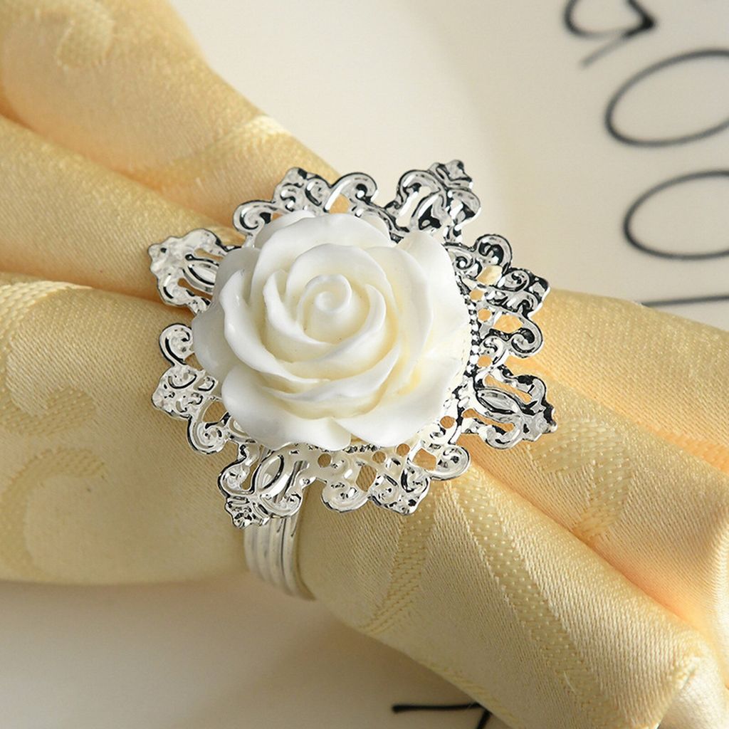 6pcs Serviettenringe polierte romantische dekorative Legierung Valentinstag Esstisch Serviette Buckel Home Decor für Café