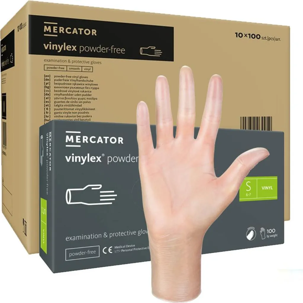 Gants vinyle Mercator Vinylex taille S sans poudre transparents par 1000