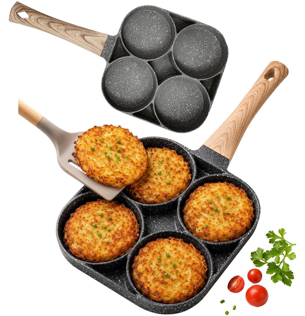 Padella in alluminio 4 scomparti per omelette con Immagine del prodotto 