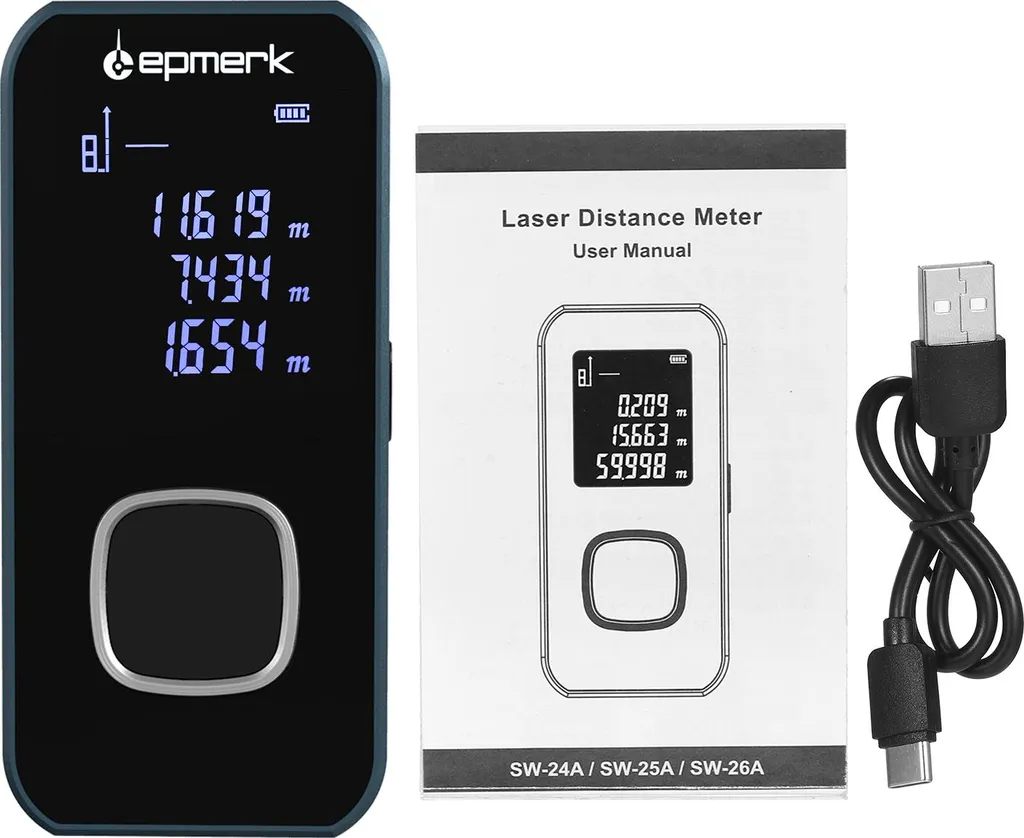 Mini Télémètre Laser 60m Numérique Portée Portable avec LCD Rétroéclairé