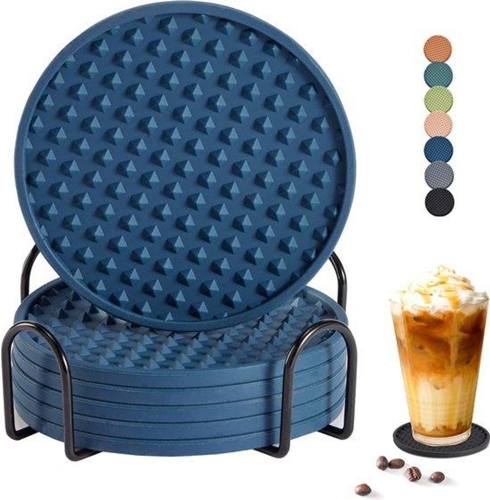 Silikonische Tischunterlegsätze Set mit 6 Teilen mit Halterung - für jeden Tischtyp geeignet - für Wohnaccessoires und Hochzeitsgeschenke - dunk...