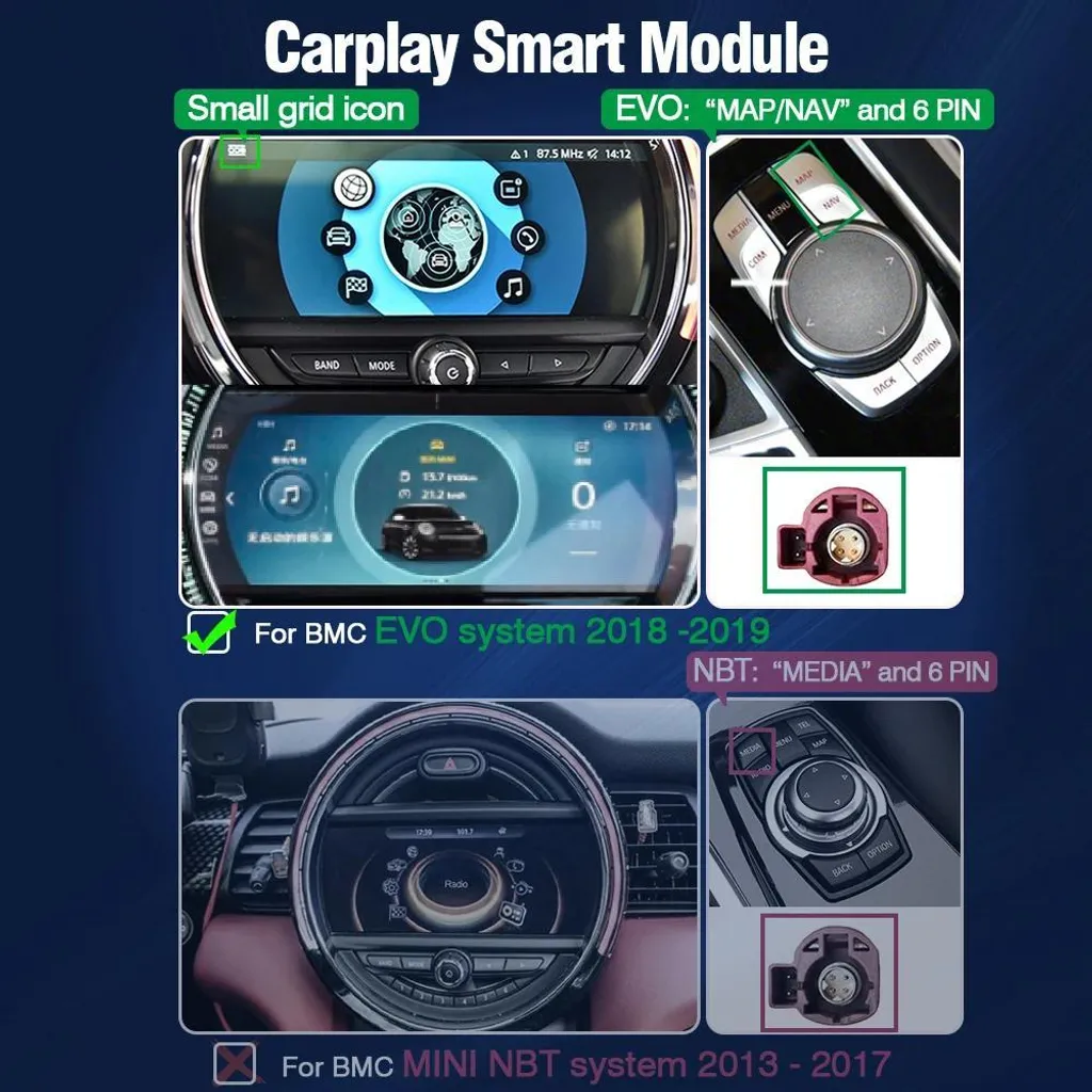Mise à niveau CarPlay MINI Cooper EVO | Solution écran noir et câbles - 2