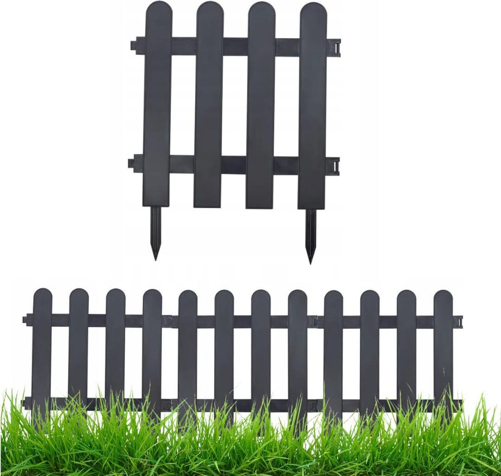 Gartenzaun Steckzaun 3m - Höhe 30 cm - Rasenkante Kunststoff - Beetumrandung - Zaunelemente für Garten - UV - & Frostbeständig, Flexibel - mit B...