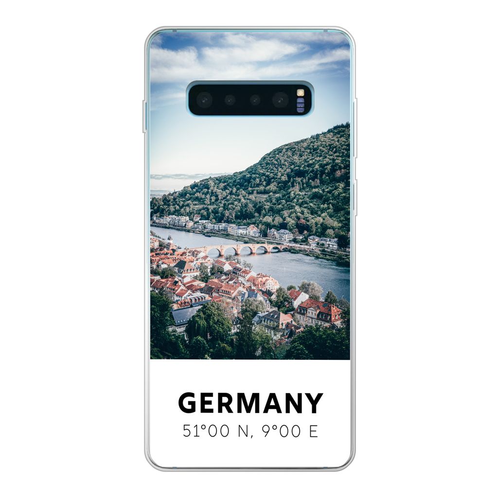 MuchoWow Handyhülle Schutzhülle Hülle für Samsung Galaxy S10 Plus Deutschland - Heidelberg - Sommer Silikon Softcase Handy Hülle - Schutzhülle