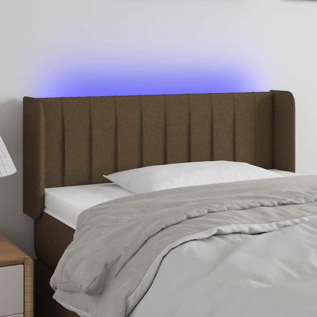 Möbel LED Kopfteil Dunkelbraun 103x16x78/88 cm Stoff - Kopfteile 3123467