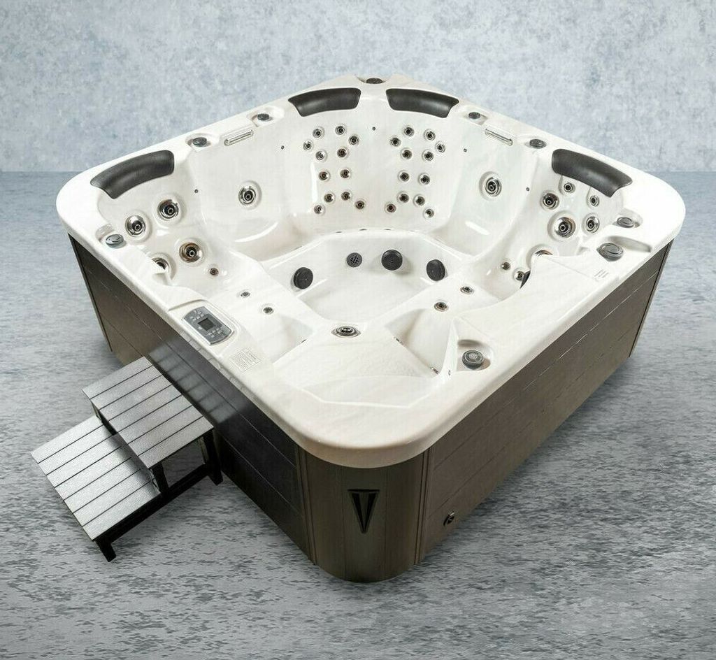 XXL Luxus SPA LED Whirlpool SET 230x230 Farblicht Outdoor+Indoor Pool 6 Personen