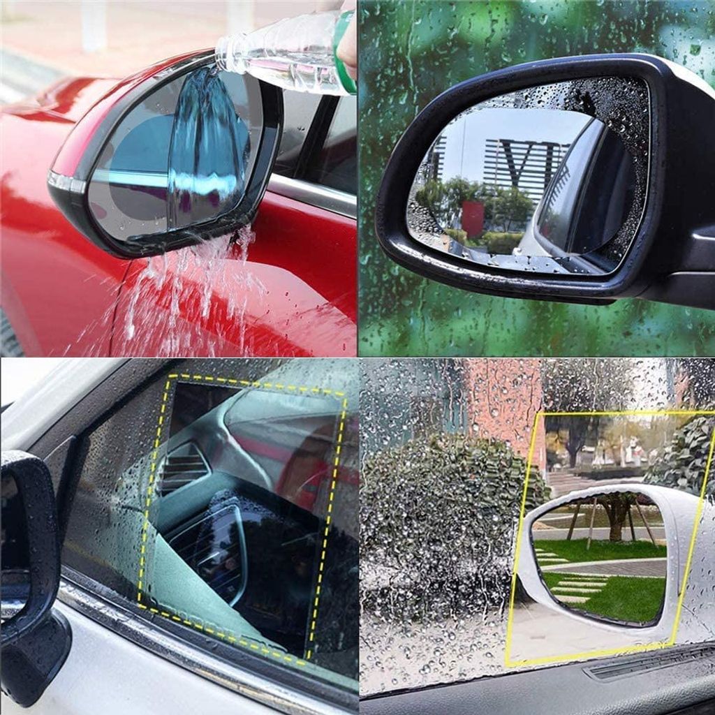keng 4 Stück Auto Rückspiegelfolie Auto regendicht Wasserdicht Spiegel Schutzfolie Antibeschlag Anti Blare Film für Rückspiegel 