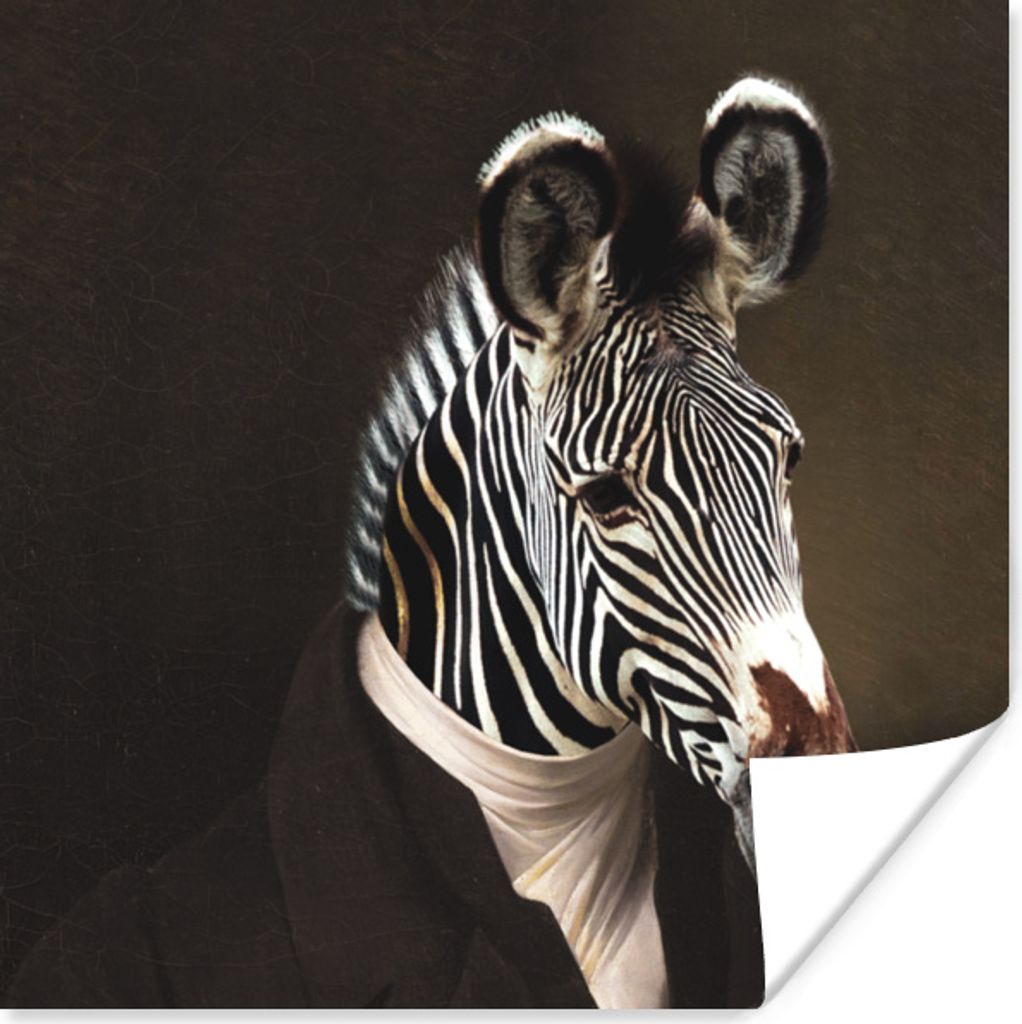 MuchoWow Poster Zebra - Porträt - Kleidung 30x30 cm - Wandposter - Printing