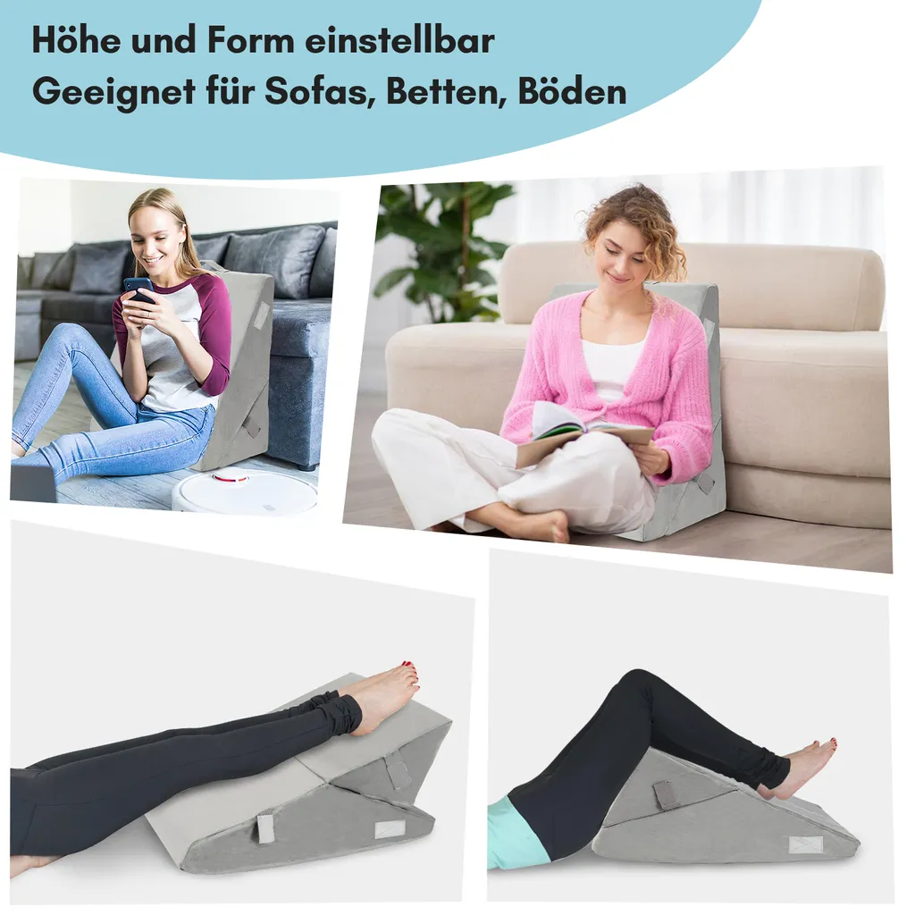 Coussin de Relaxation Triangle et Dossier de Lit avec Appui-Nuque
