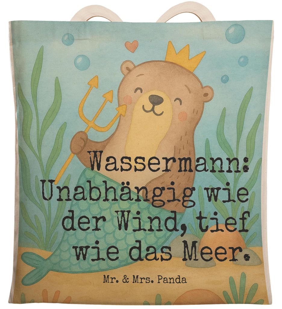 Mr. & Mrs. Panda Tote Bag Wassermann Astrologie Design - Weiß - Geschenk, Aszendent, Große Einkaufstasche, shopping, Beutel, Tasche, Tragetasche,...