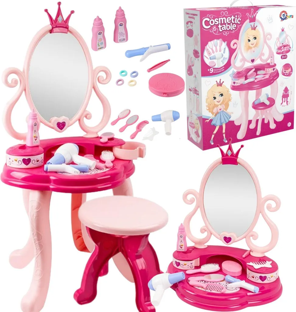 Coiffeuse pour fille avec chaise et accessoires 8683 - Set de beauté