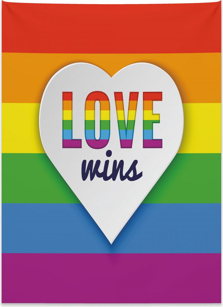 Abakuhaus Regenbogen Wandteppich, LGBT Stolz Liebe gewinnt aus Weiches Mikrofaser Stoff Kein Verblassen Klare Farben Waschbar, 110 x 150 cm, Mehrfa...