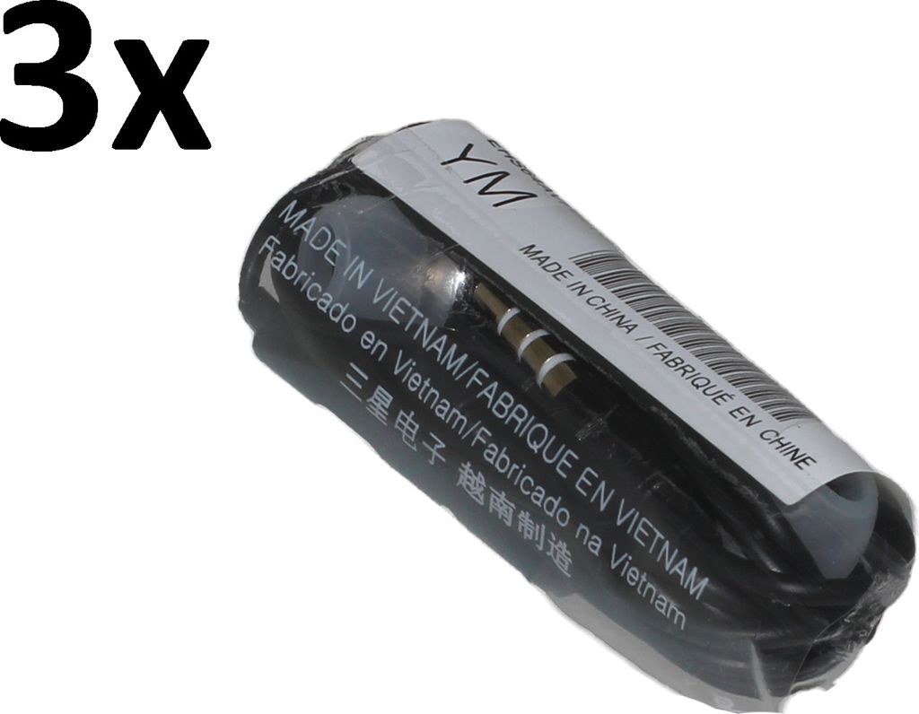 3x Kopfhörer für Original Samsung Galaxy A5 (2016) SM-A510 schwarz black In-Ear Head-Set Ohrhörer 3,5mm Stereo 64 + Hakai Pad