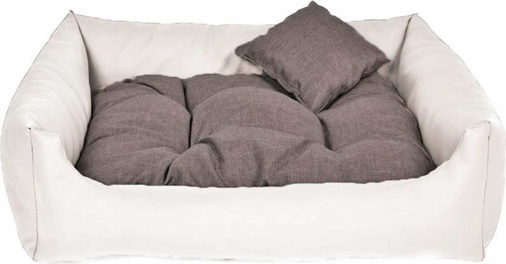 Hundebett Kunstleder Weiß M 70x55 cm Hundekissen Hundesofa Katzenbett Hundekorb Bett Katzensofa Mayaadi Home