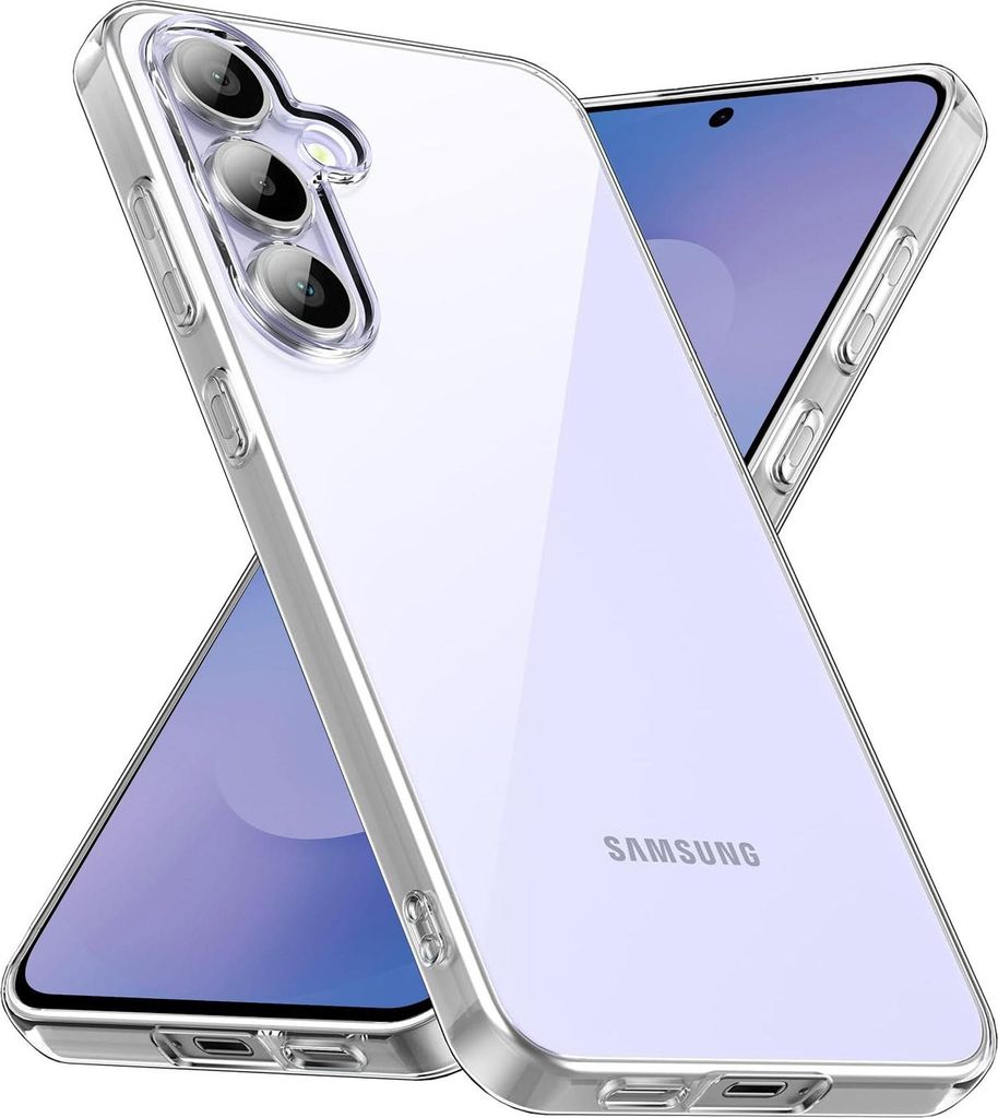 A clear phone case with a silver trim is shown, with a phone inside it.