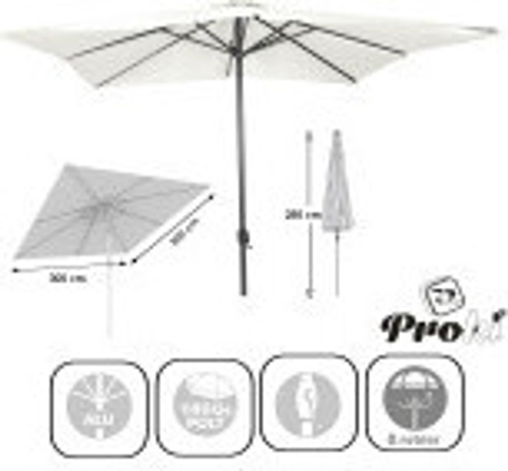 XXL Alu Sonnenschirm 3 M UV30+ Kurbelschirm Garten Balkon Terrasse Knickbar