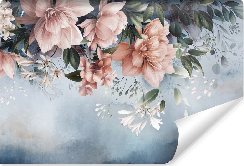 Muralo Selbstklebende Fototapete BLUMEN Blätter Pflanzen Natur für Wohnzimmer Br. 208cm x Hö. 146cm