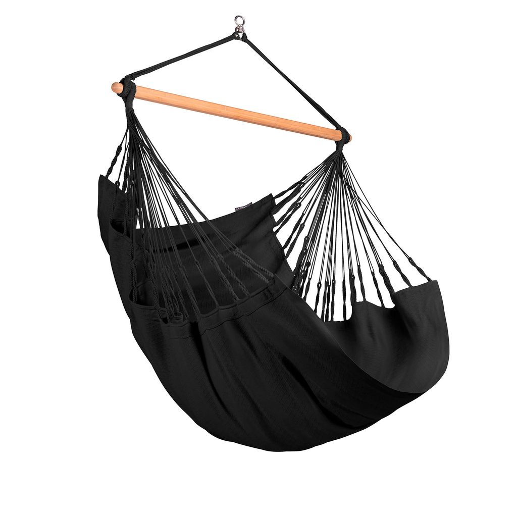 La Siesta Hängesessel HABANA Comfort onyx schwarz Lounger aus Baumwolle