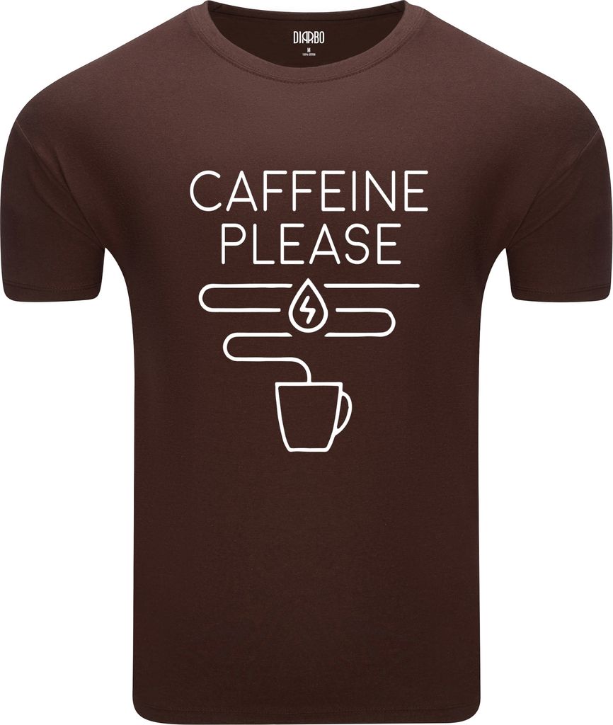 Diarbo Herren T-Shirt mit Lustiger Aufdruck Koffein, Bitte Braun Gr.M