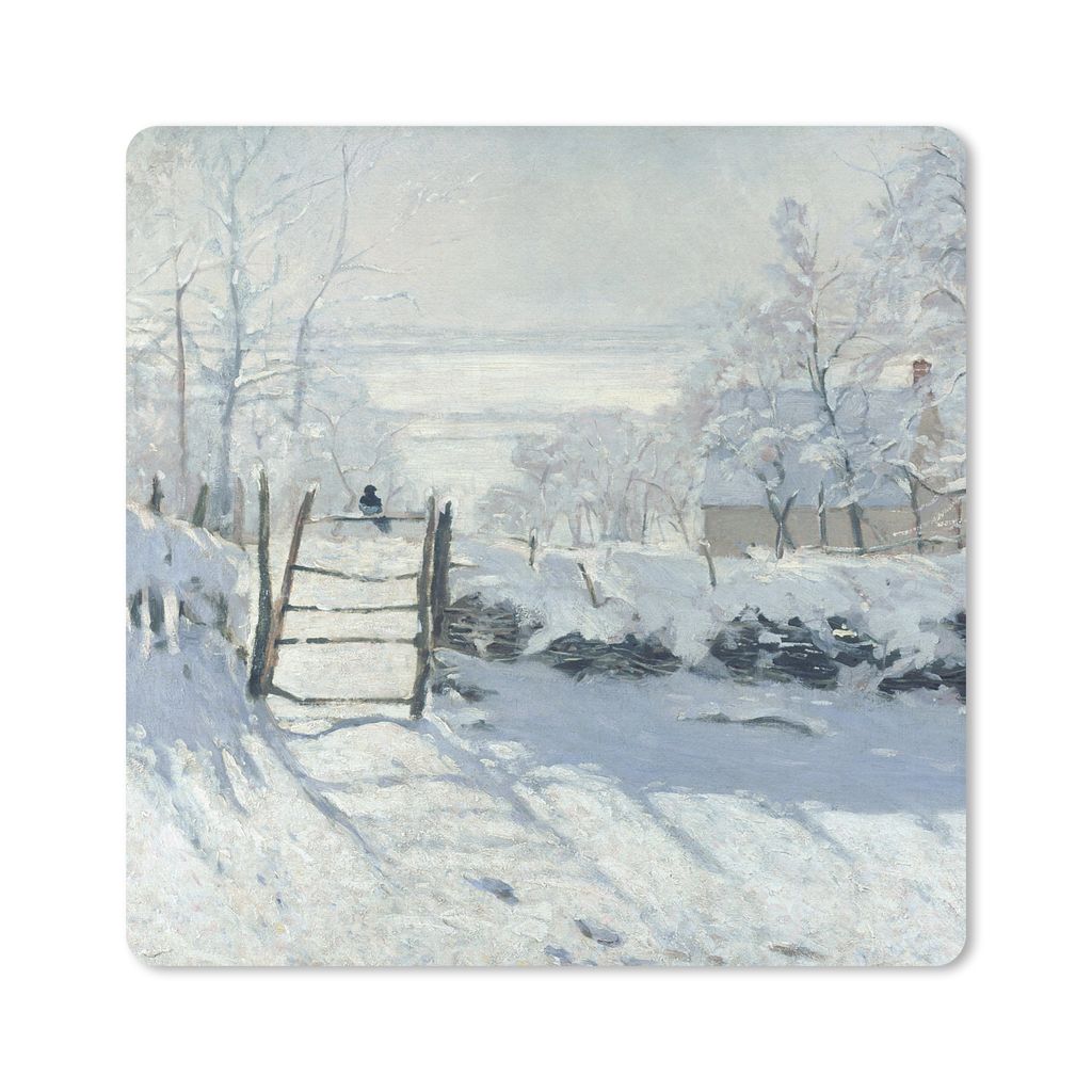 MuchoWow Mauspad Mousepad Die Elster - Claude Monet 30x30 cm - Mousepads - Maus Mat - Pad - Mausunterlage - Gaming