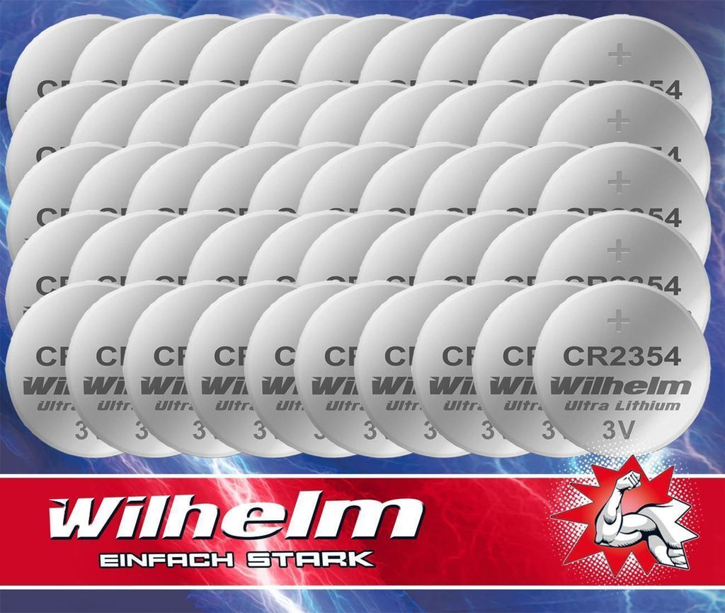 50 x CR2354 WILHELM Lithium Knopfzelle 3V 570 mAh ø23 x 5,4 mm Batterie DL2354