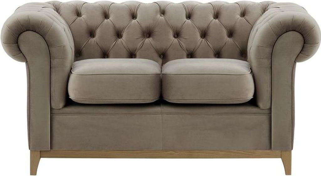 Zweisitzer-Sofa Chesterfield Wood-Velluto 17-wax black