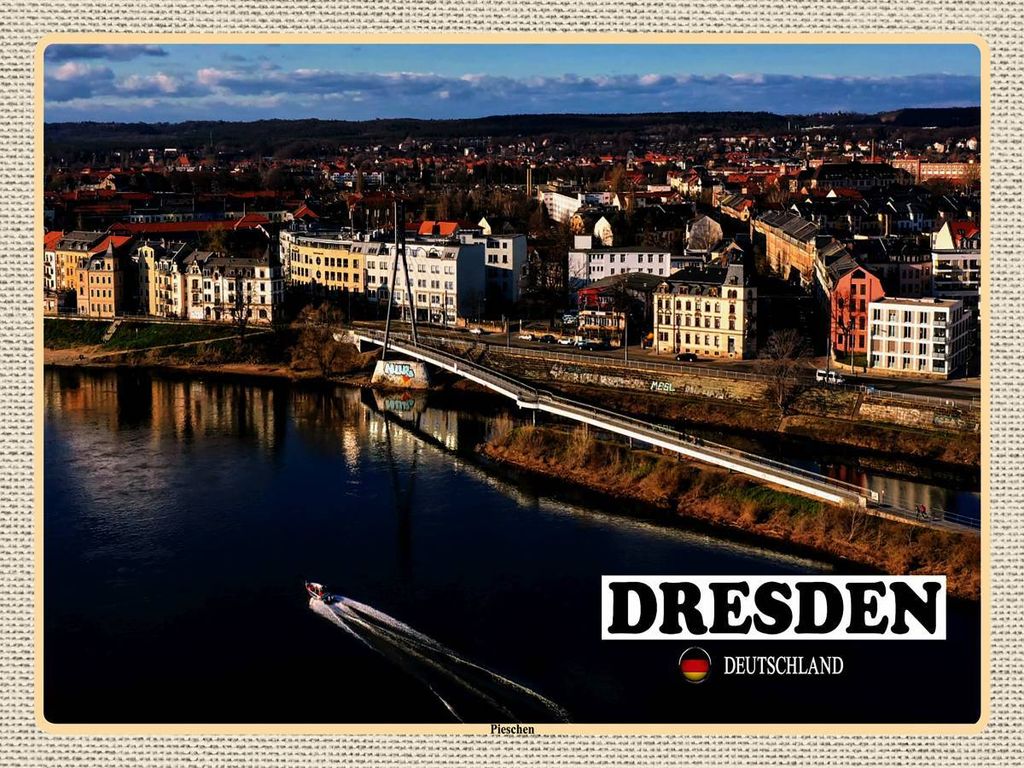 vianmo Holzschild 30x40 cm Dresden Deutschland Pieschen Bildmotiv Reisemotiv Abenteuer Reisen