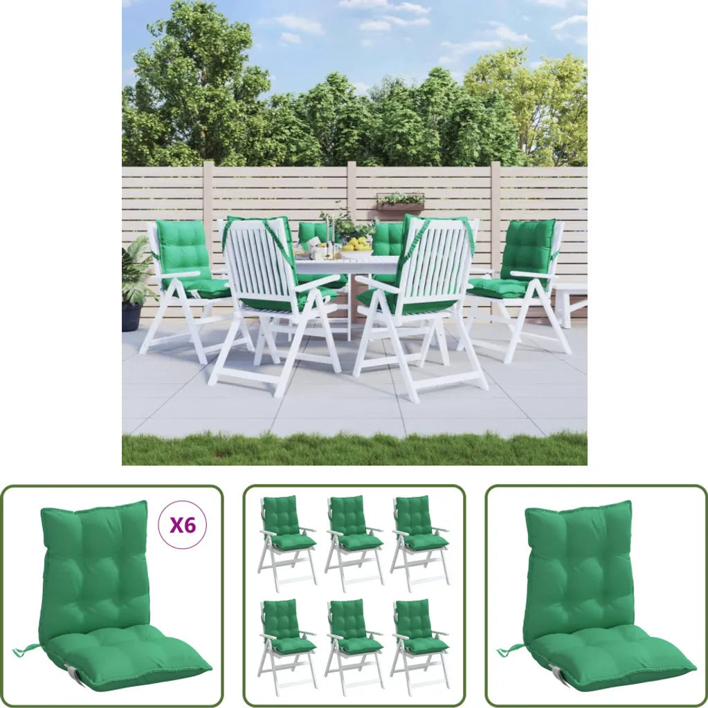 Set Cuscini Verde Bosco per Sedie Giardino - 6 Pezzi Oxford