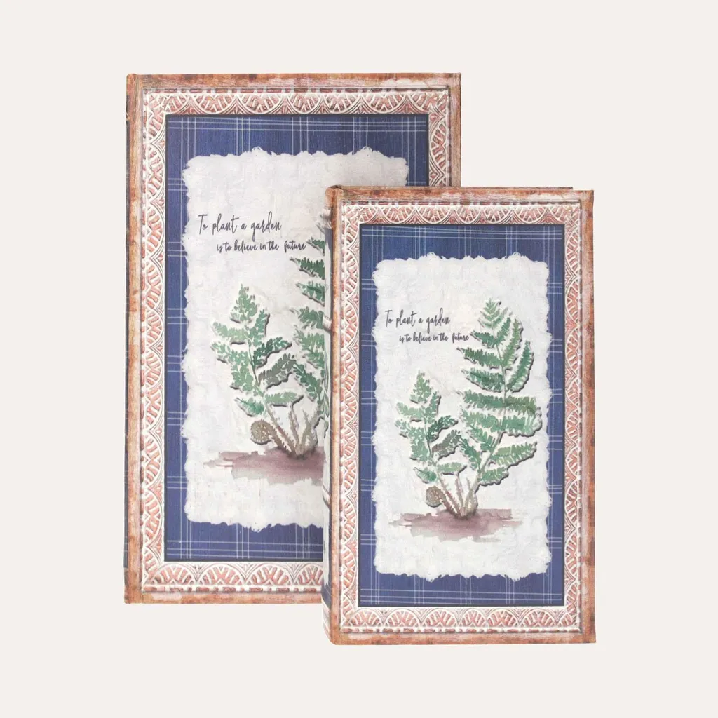 Coffrets de rangement forme livre en bois à motifs Nature sauvage