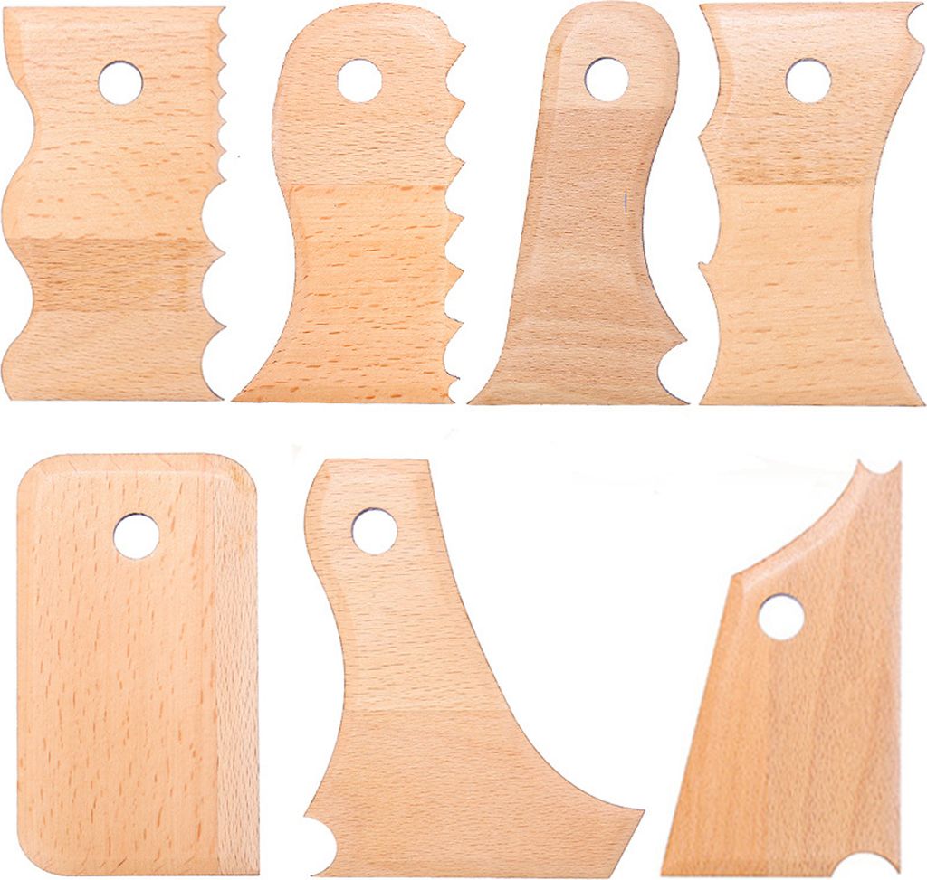 7-teiliges Töpferwerkzeug-Set, Holz-Töpferrippenfußformer, Trimmwerkzeuge für Keramik, Ton, Schnitz- und Formungs-Bastelset für Keramikkünstler