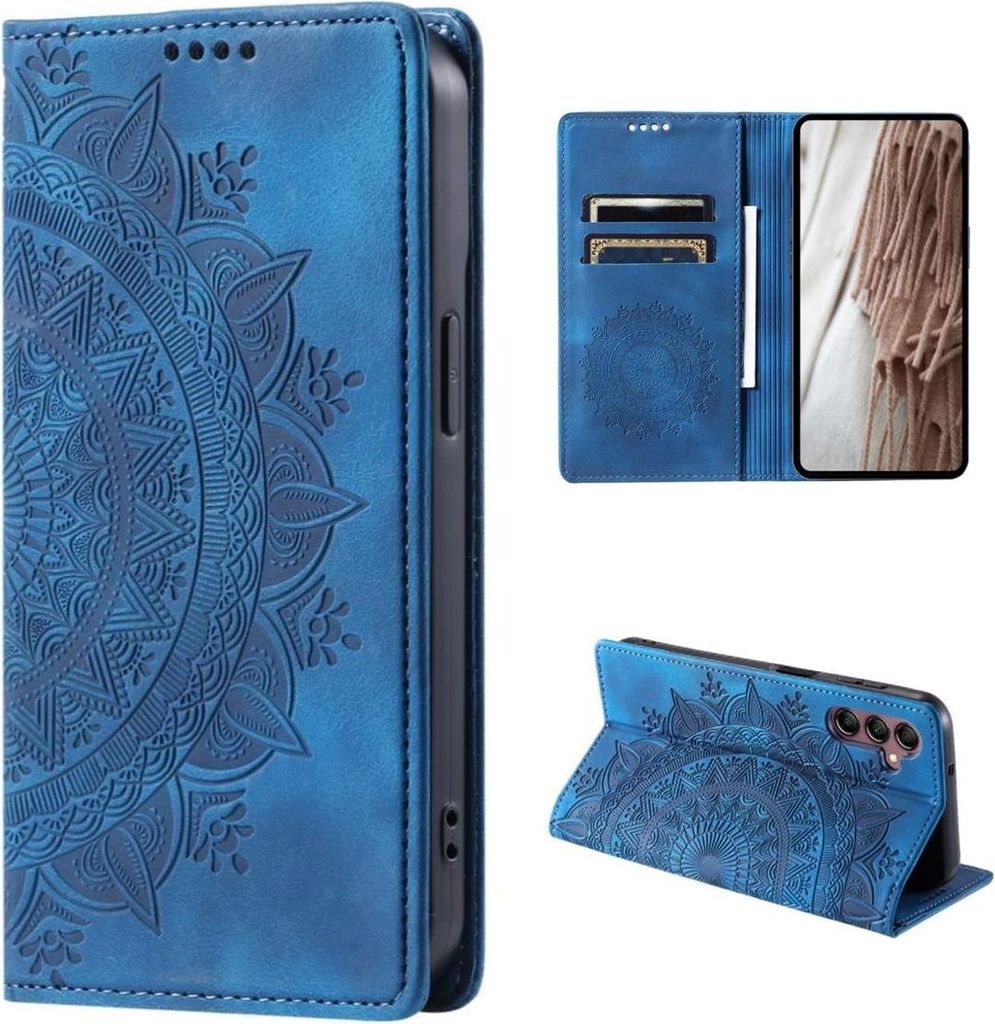 Hülle für Samsung Galaxy S23 FE Handyhülle Flip Case Cover Tasche Mandala Blau