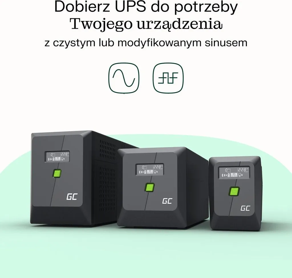 Green Cell UPS power supply 480W/850VA mod sine - 3