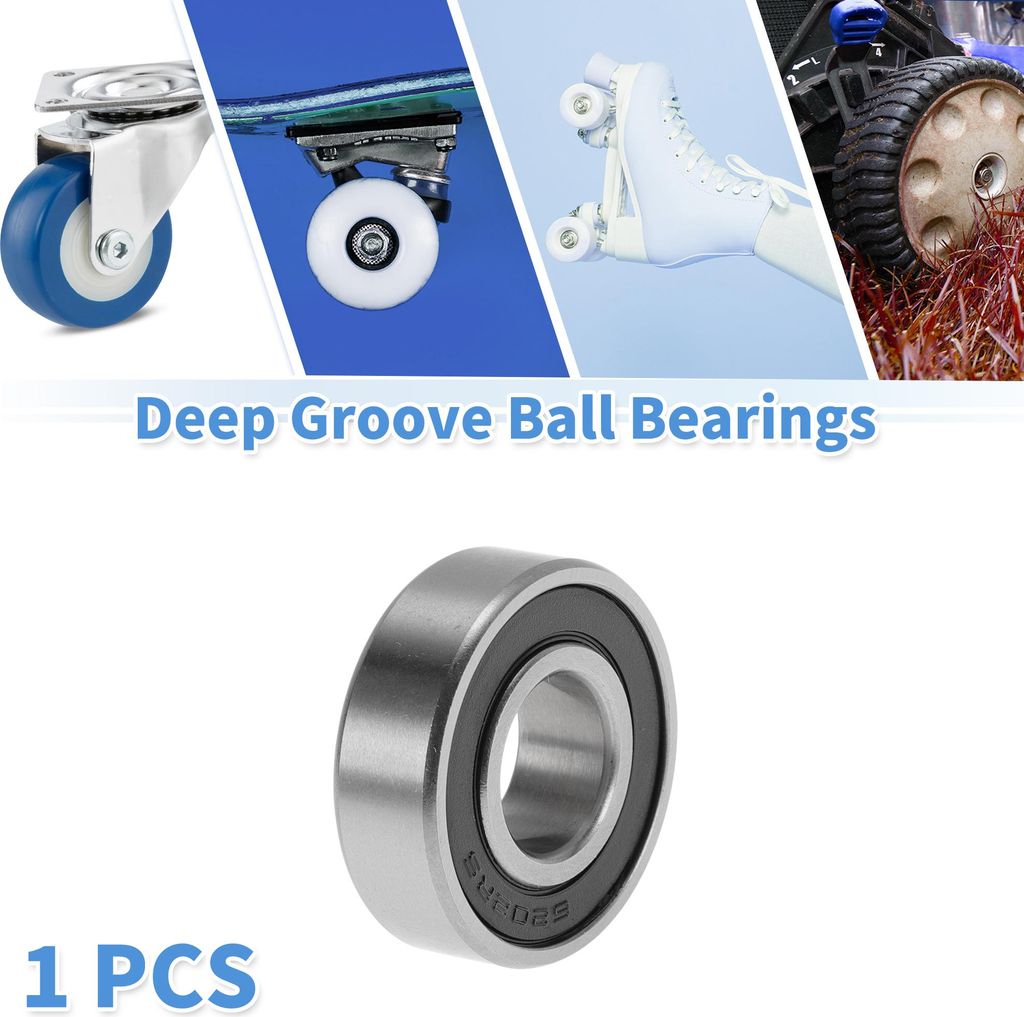 6202VV Rillenkugellager 0.59" ID 1.38" OD 0.43" W P4 Doppelte Gummidichtung Geschmierte Lager 1 Stück Auto Silberton, Schwarz