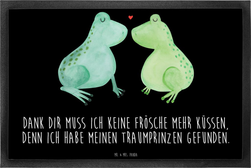 Mr. & Mrs. Panda Schmutzfangmatte Frosch Liebe 40 x 60 cm - Schwarz - Geschenk, Bodenvorleger, Freundin, Paar, Fussmatte, Fußabstreifer, Froschkö...
