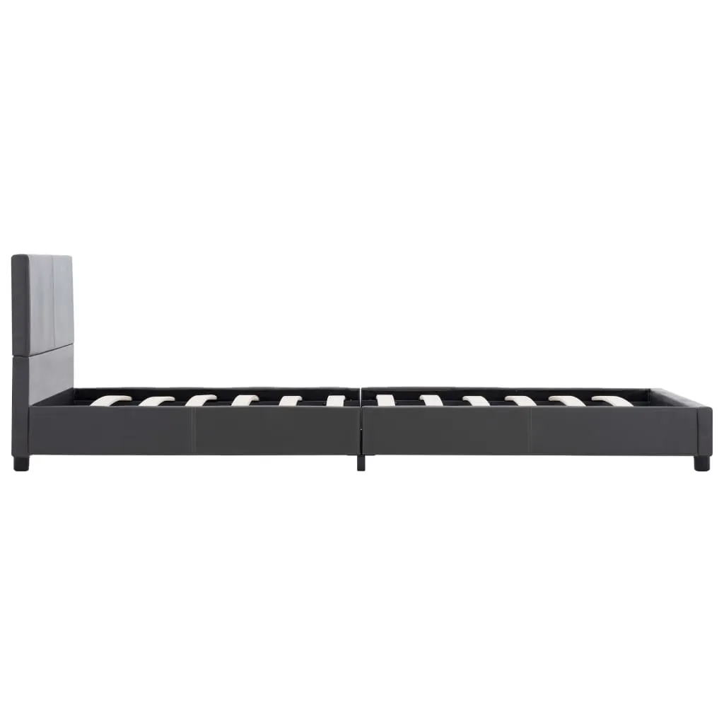 Sommier 100x200 cm en Similicuir Gris - Finition Douce et Entretien Facile