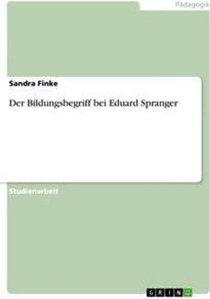 Der Bildungsbegriff bei Eduard Spranger