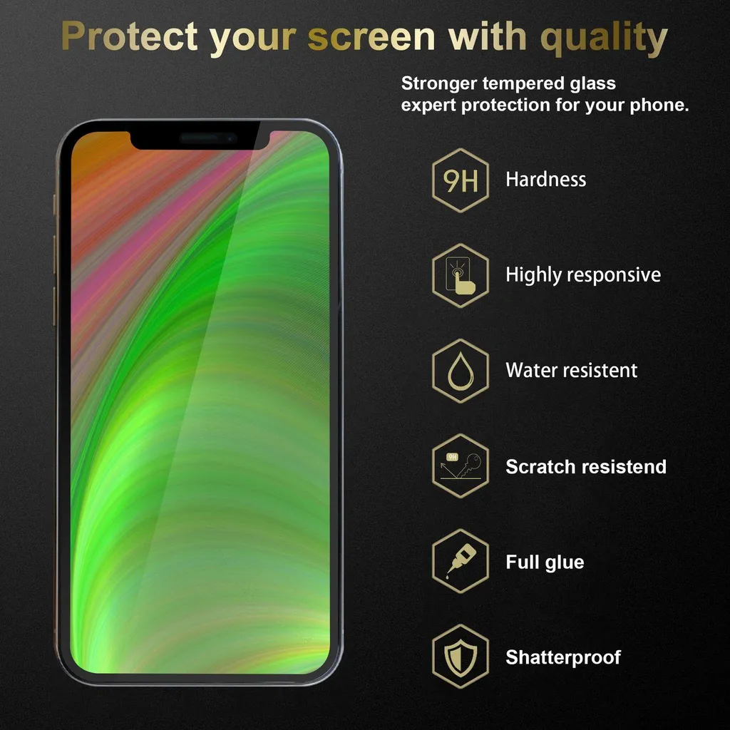 Pellicola In Vetro Temperato Per IPhone 13 / 13 Pro [2 Pezzi] 5D, Copertura Totale, 0,33mm, Durezza 9H