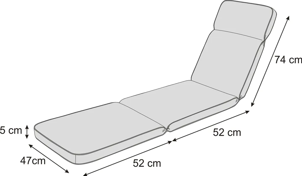 Coussin transat IRIS 180x47cm résistant UV et intempéries avec fixations