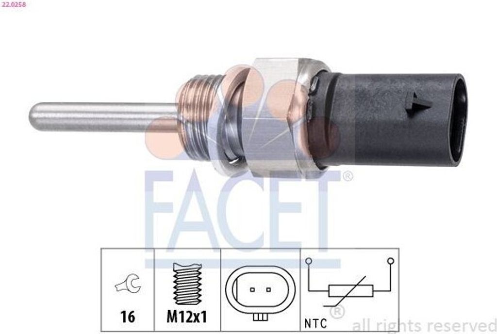 FACET 22.0258 Abgastemperatursensor passend für MERCEDES-BENZ C-Klasse T-modell (S205) M12x1