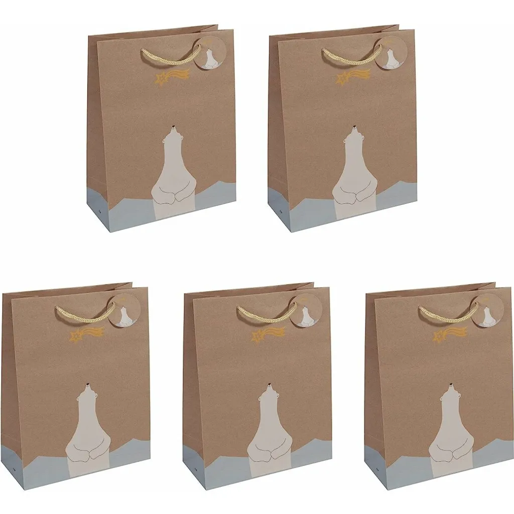 5 SIGEL Pochettes cadeaux Polar Bear avec Étoile Filante 26 x 33 cm