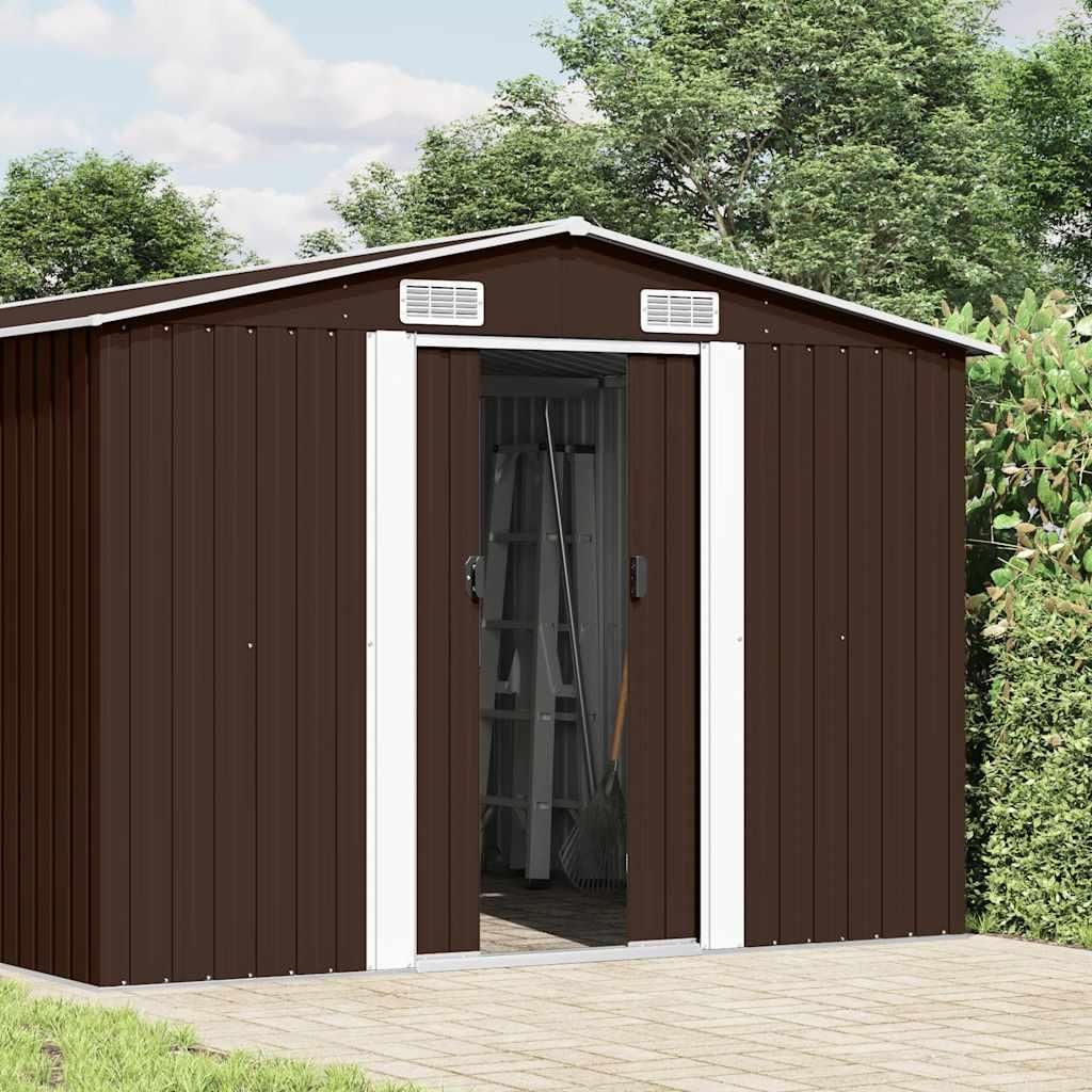 vidaXL Gerätehaus 257x392x181 cm Metall Braun