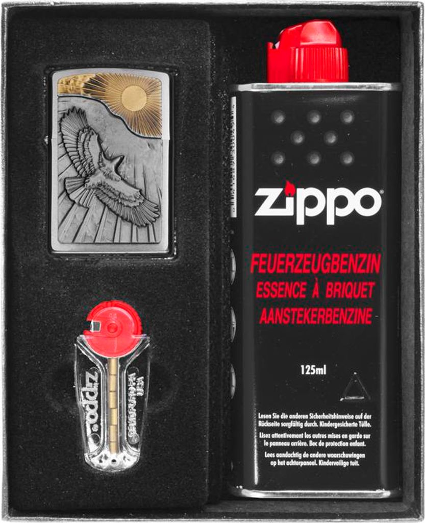 Zippo Feuerzeug Set EAGLE SUN FLIGHT Geschenkset Nr. 1