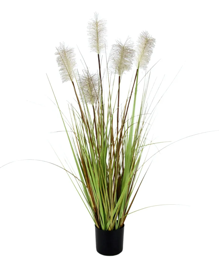Herbe des berges synthétique réaliste - Fleur de soie en pot déco 80cm