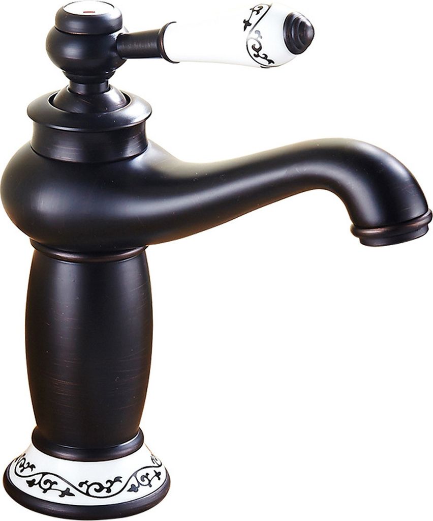 Badezimmerarmatur Einhebel-Waschtischmischer Einhand-Waschtischarmatur Retro-Waschtischmischer, Schwarzes Messing